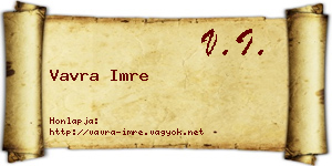 Vavra Imre névjegykártya